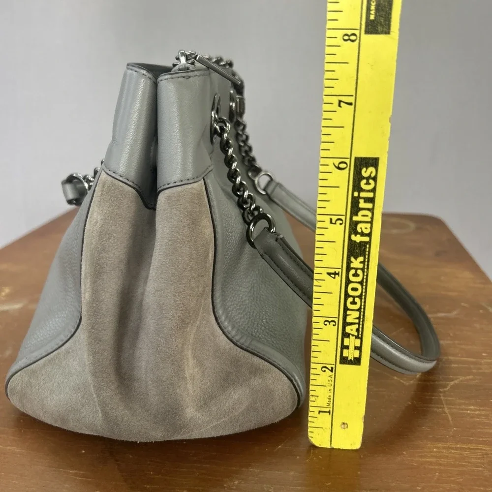 COACH 20165 Turnlock Edie Carryall Gray Pebbled Leather & Suede Shoulder Bag
